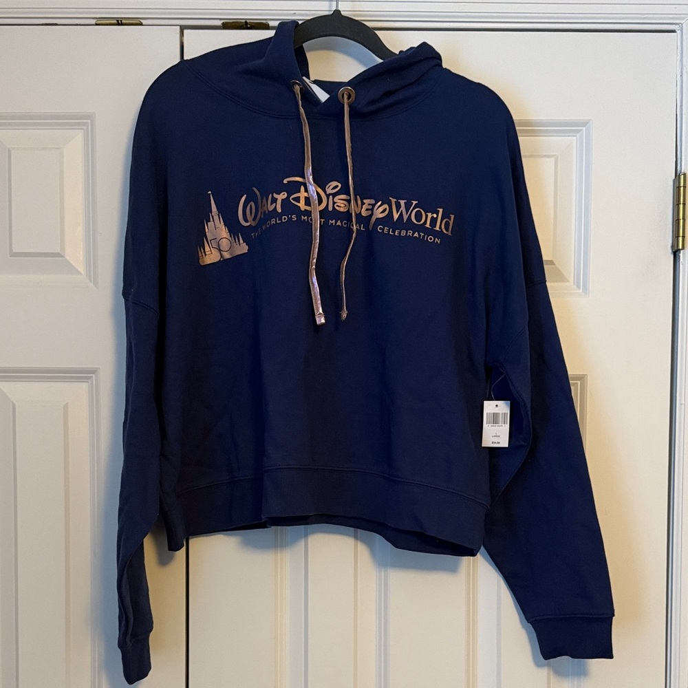 NWT Walt Disney World Blue Hoodie Sweatshirt 50th Anniversary Size L